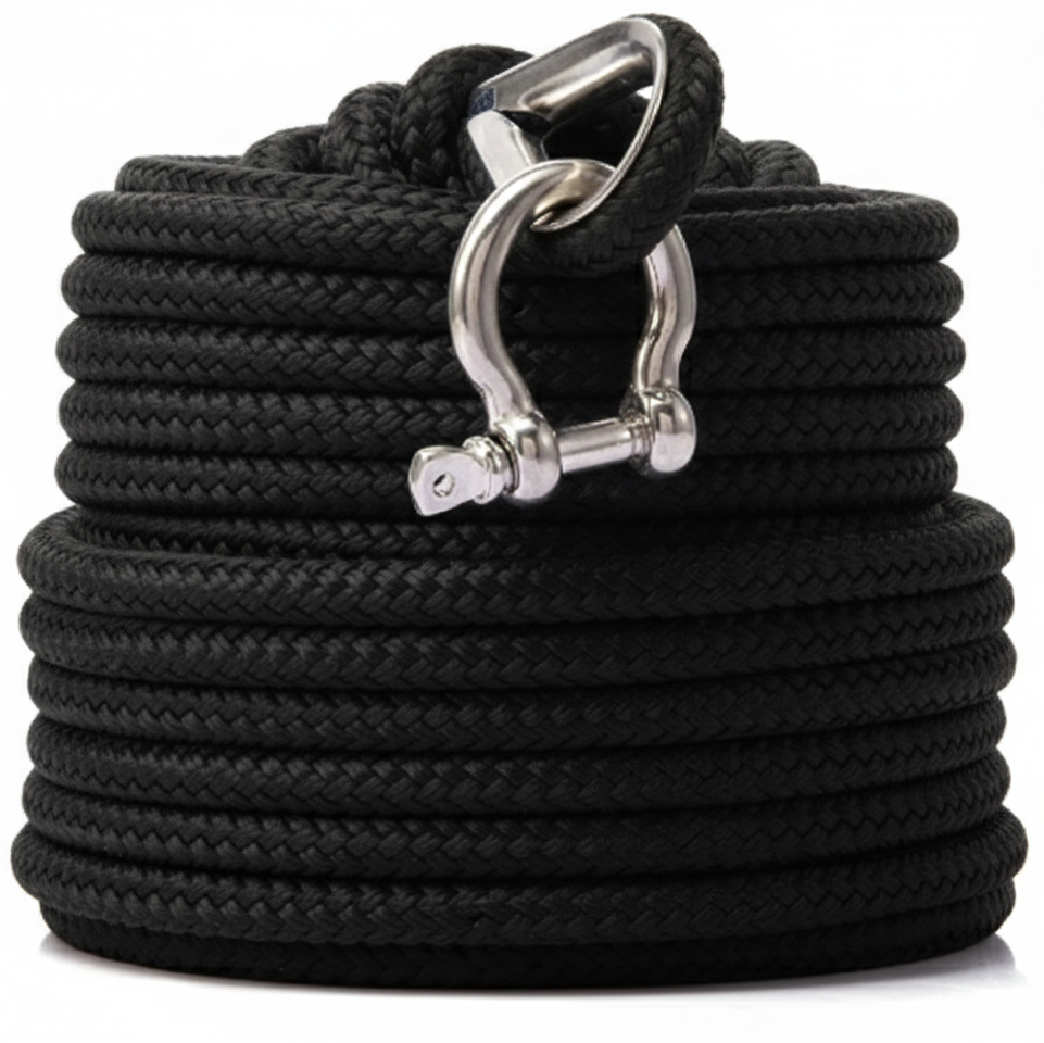 spliced rope with thimble and shackle