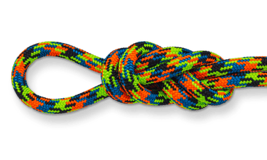 Xstatic climbing rope in a double figure eight knot
