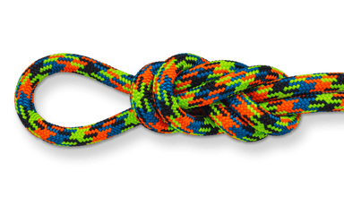 Xstatic climbing rope in a double figure eight knot