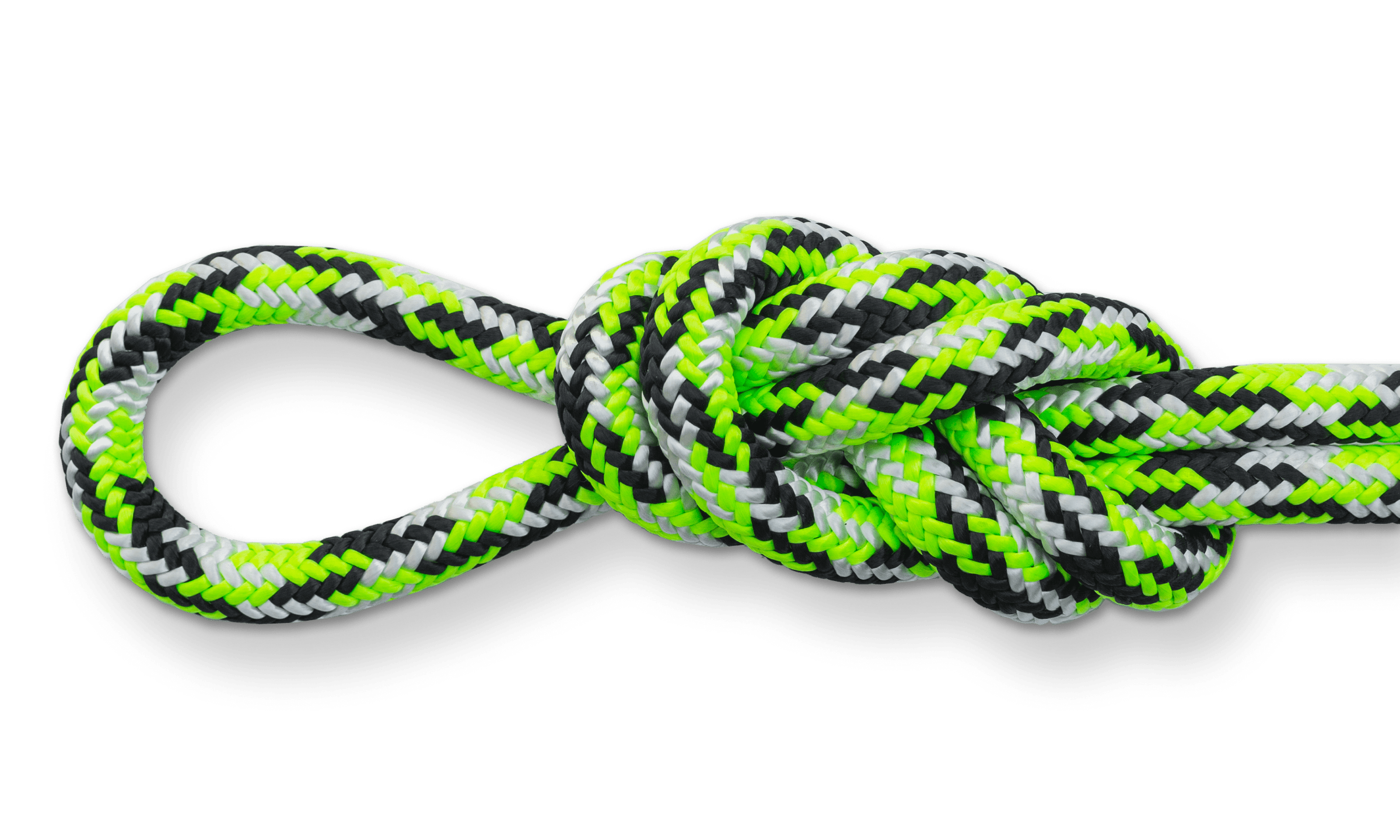 tachyon climbing rope green/blue.black/white double figure eight knot