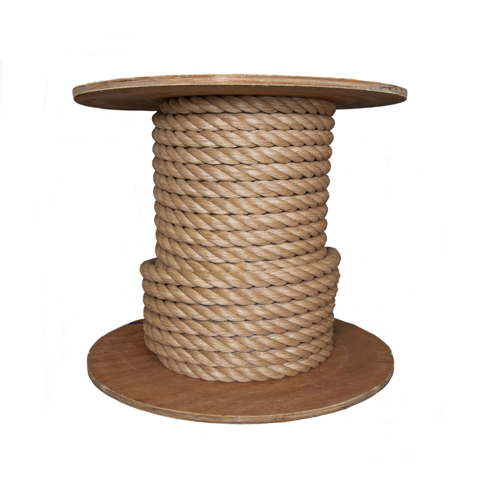 A spool of beige poly manila rope.