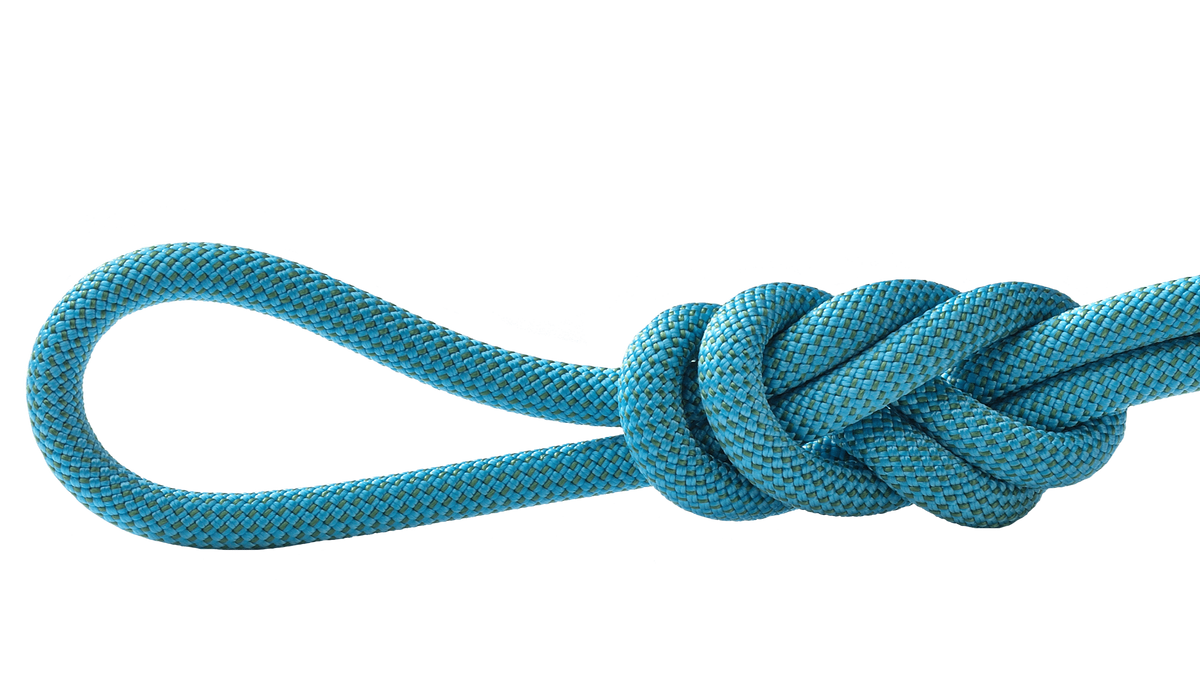 Unity 7.8mm Sapphire Climbing Rope, 70M (230 Feet) Bag knot detail
