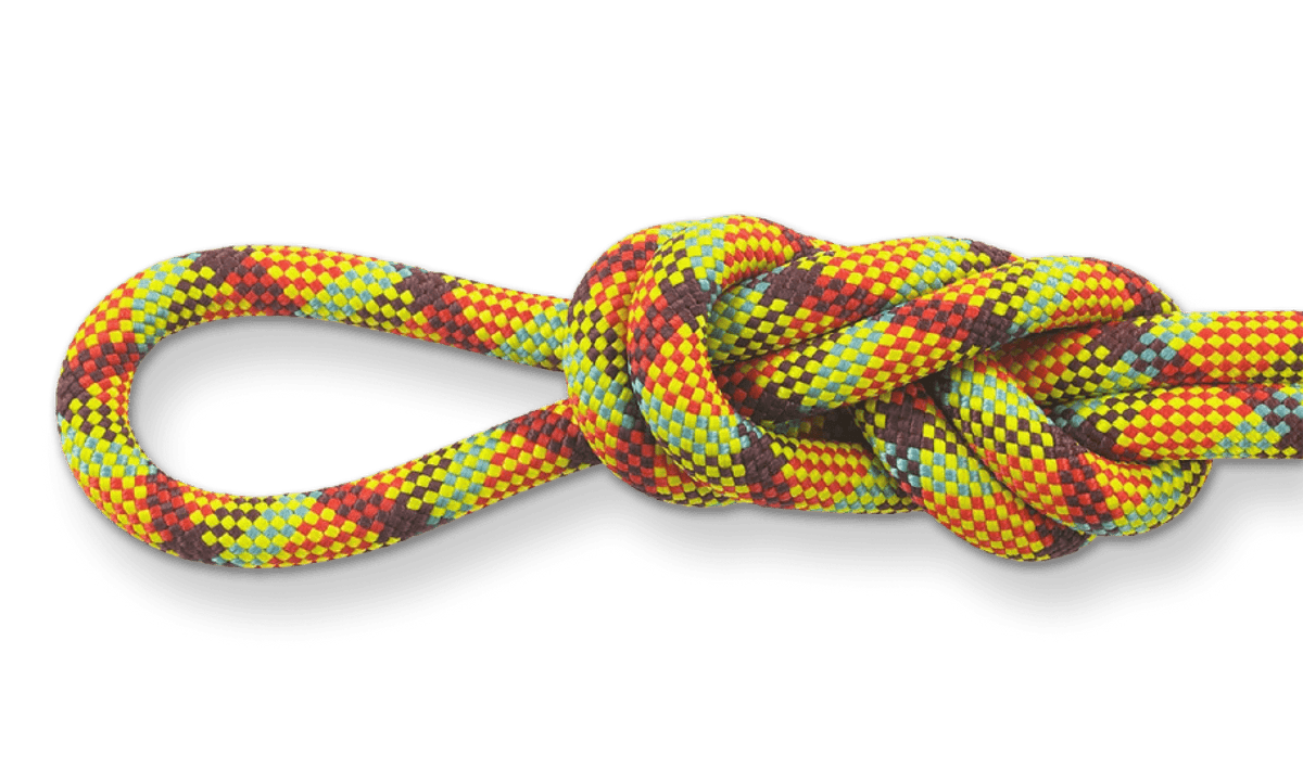 Apex 10.5mm Technicolor Climbing Rope, 70M (230 Feet) Bag knot detail