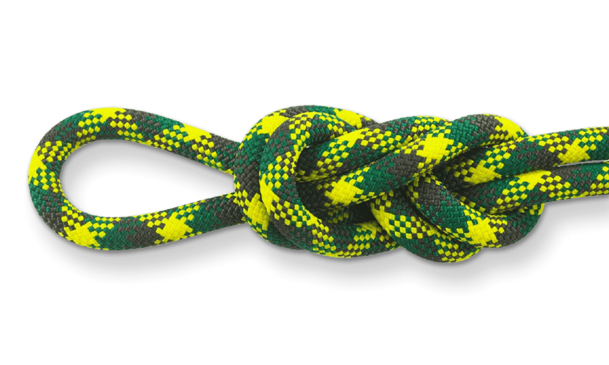 Apex 9.9mm Ivy Climbing Rope, 60M (200 Feet) Bag knot detail