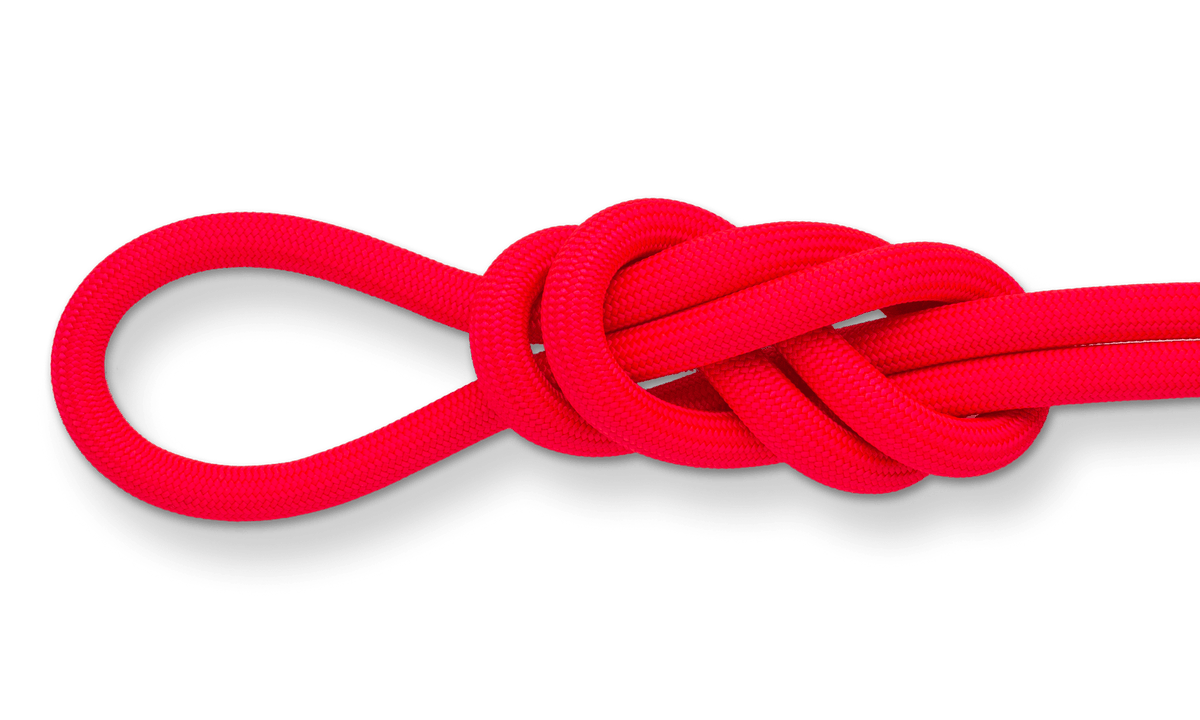 Glider 9.9mm Pink Climbing Rope, 70M (230 ft) Bag knot detail