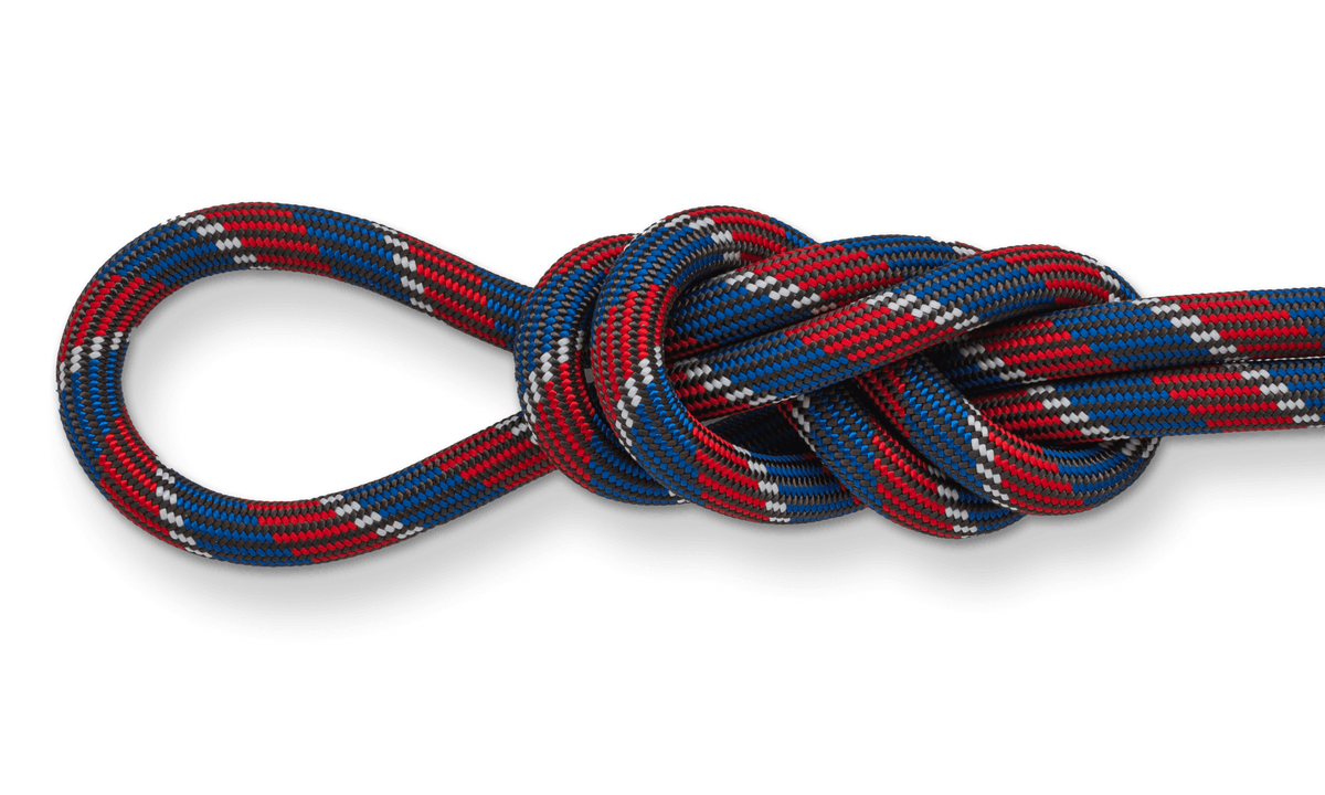 Glider 9.9mm Send Your Face Climbing Rope, 70M (230 Feet) Bag knot detail
