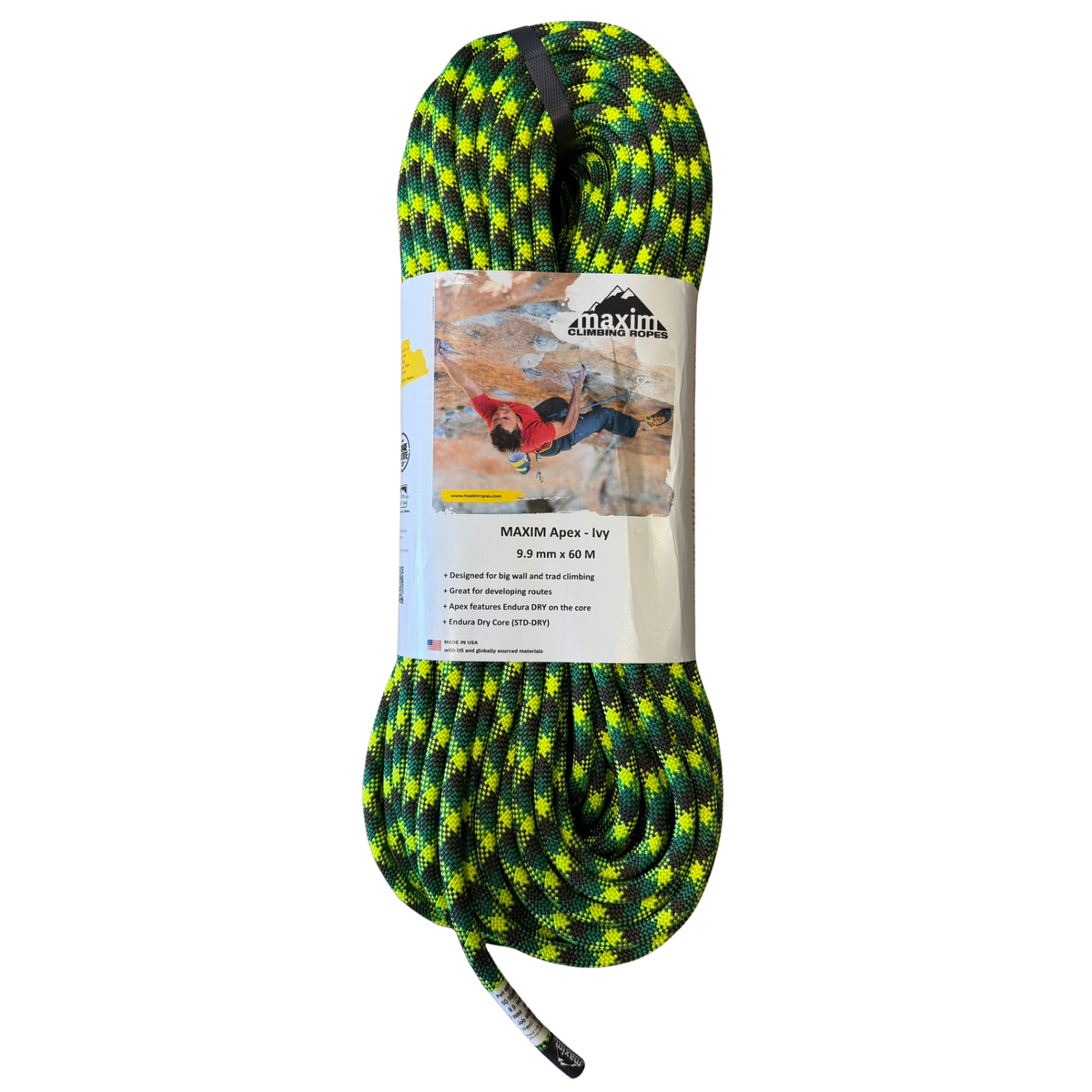 Apex 9.9mm Ivy Climbing Rope, 60M (200 Feet) Bag