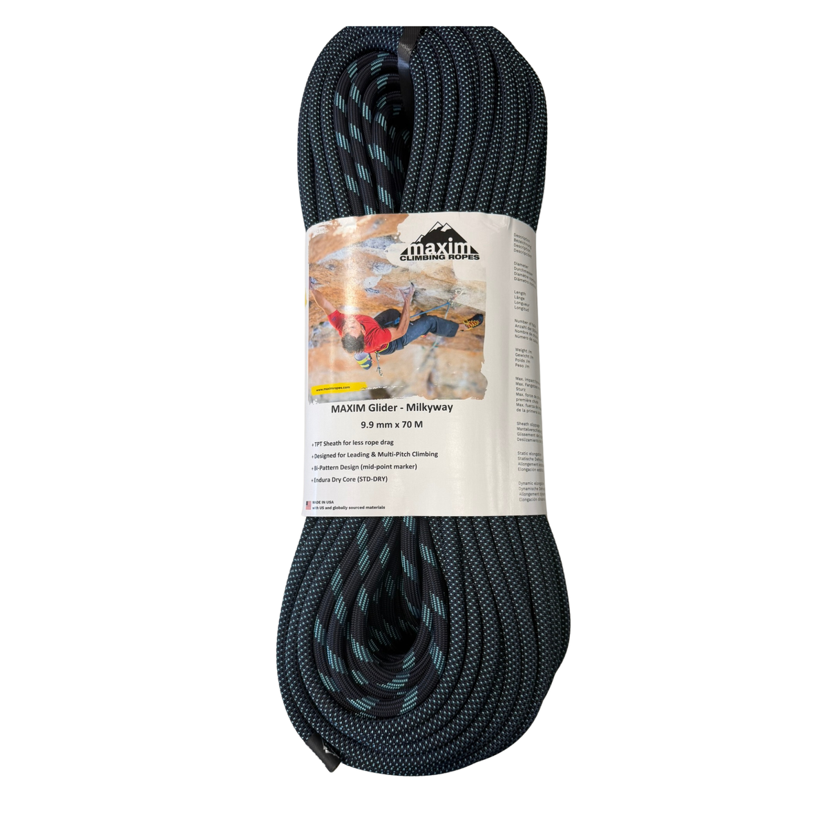 Glider 9.9mm Milky Way Climbing Rope, 70M (230 ft) Bag