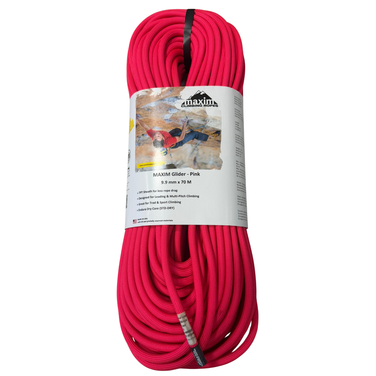 Glider 9.9mm Pink Climbing Rope, 70M (230 ft) Bag