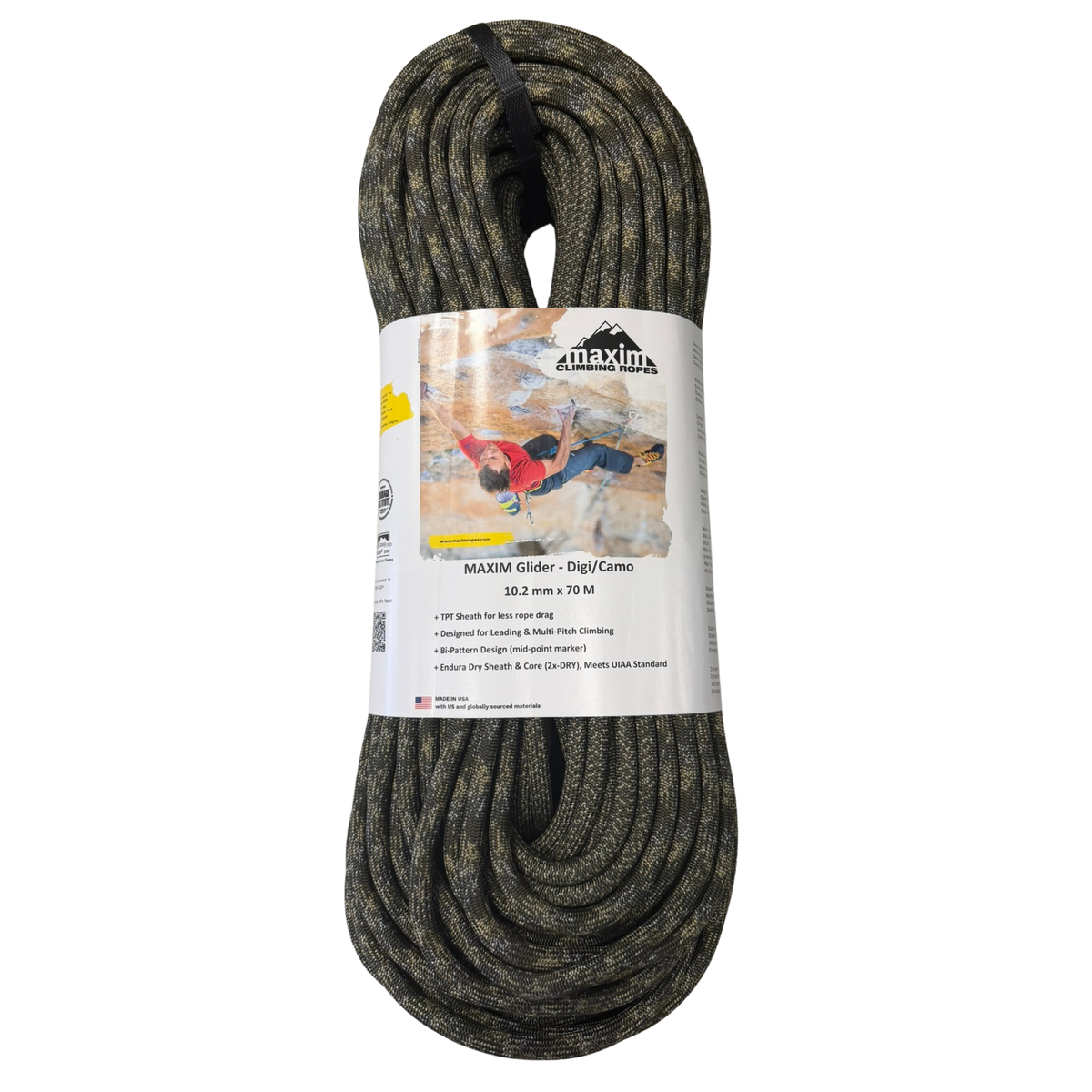 Glider 10.2mm Digi Camo Climbing Rope, 70M (230 ft) Bag
