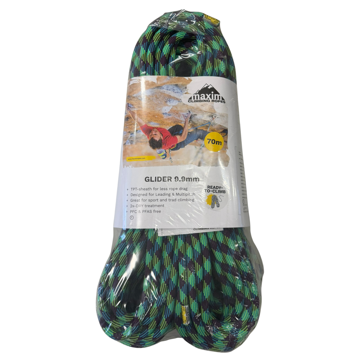 Glider 9.9mm Session Climbing Rope, 70M (230 Feet) Bag