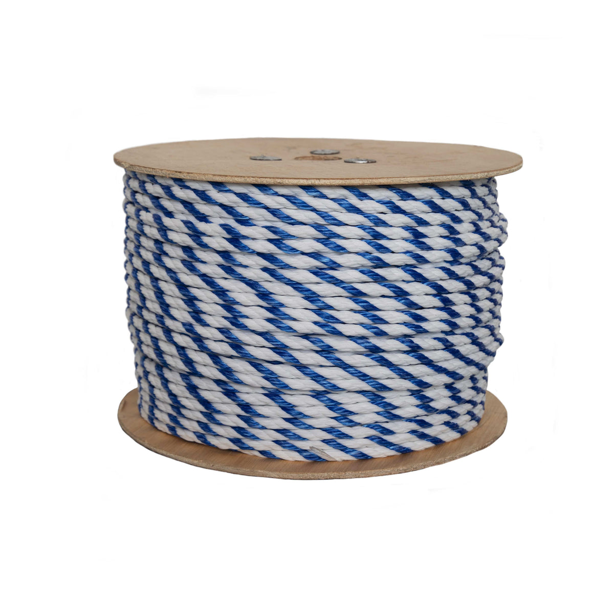 3-Strand Twisted White/Blue Polypropylene Rope | Mission Rope | Rope.com