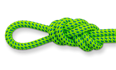 tachyon climbing rope green/blue double figure eight knot