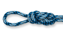 tachyon climbing rope frostbight blue double figure eight knot
