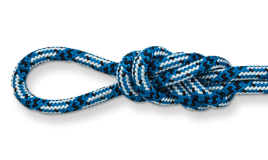 tachyon climbing rope frostbight blue double figure eight knot