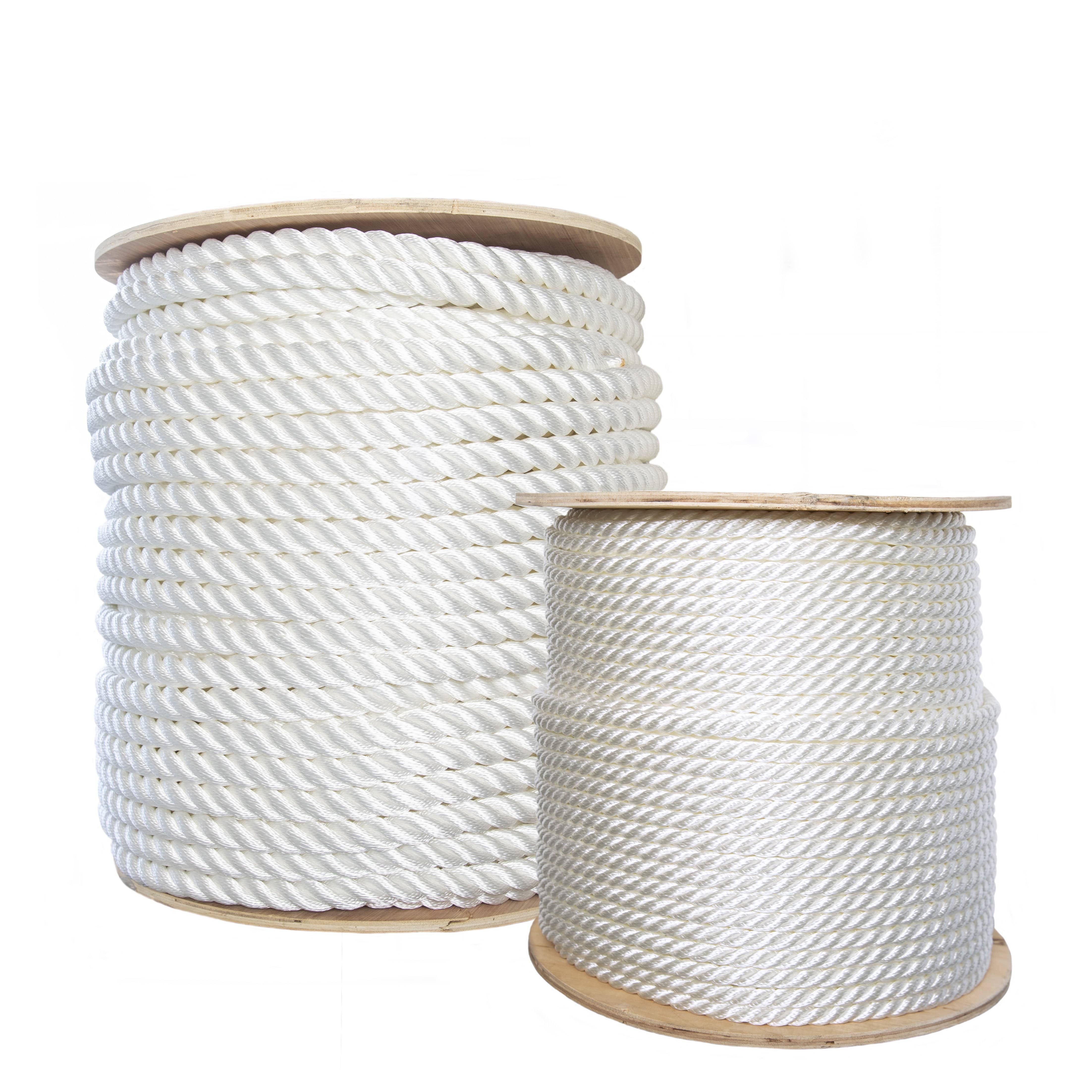 3/4 x 100' Diamond Braided White Polyester Rope